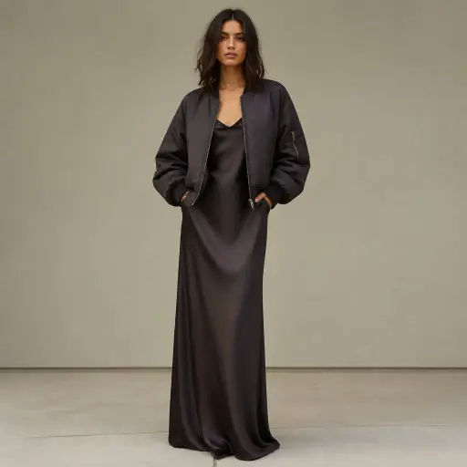 The Silk Slip Dress + Cropped Leather Jacket