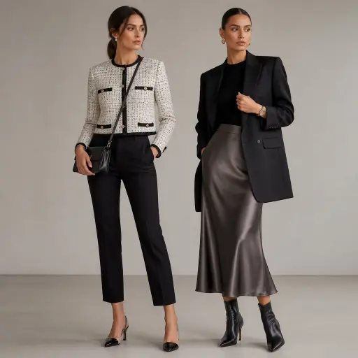 15 Professional Office Outfit Ideas to Elevate Your Work Wardrobe 7 The Sophisticated Tweed Jacket + Tailored Pants