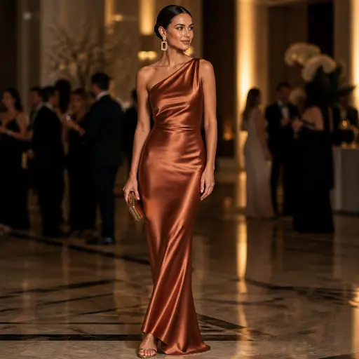 15 Breathtaking Wedding Guest Dress Ideas for the Upcoming Season 4 1. The Liquid Satin Asymmetrical Column Gown