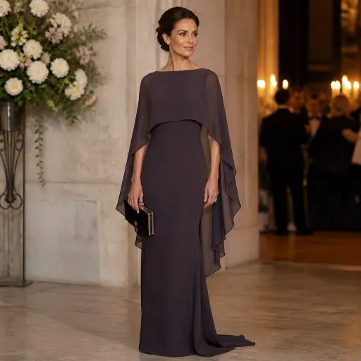 15 Breathtaking Wedding Guest Dress Ideas for the Upcoming Season 8 The Cape-Detail Column Gown