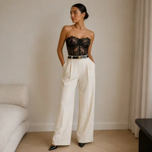 5. The Lace Corset + Masculine Tailored Trousers