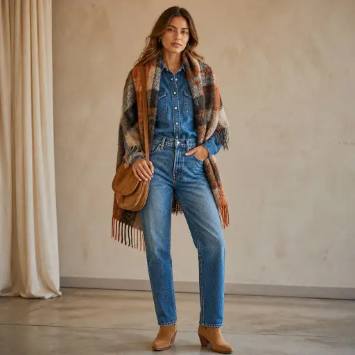 14. The Bouclé Cardigan Jacket + Wide-Leg Denim