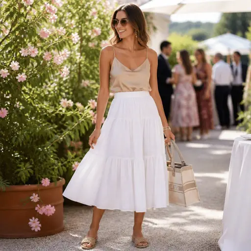 7. The Tiered Cotton-Poplin Midi Skirt + Silk Cami