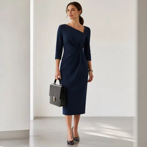 4. The Monochromatic Asymmetric Midi Dress