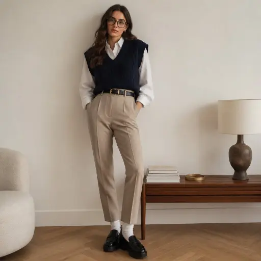 5. The Tailored Sweater Vest + Oversized Poplin Button-Down