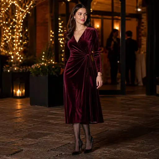 The 15 Ultimate Guide to Perfecting Your Next Wedding Outfit Ideas 13 11. The Velvet Wrap Midi Dress