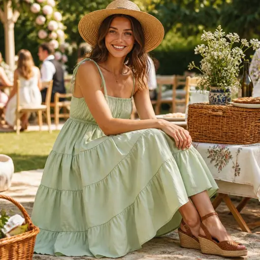 The 15 Ultimate Guide to Perfecting Your Next Wedding Outfit Ideas 15 15. The Cottagecore Tiered Cotton-Silk Sundress