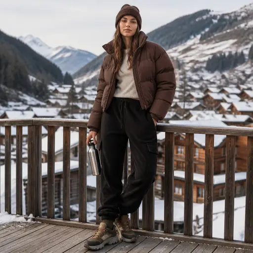 6. The Cropped Puffer + Fleece Utility Cargo Pants