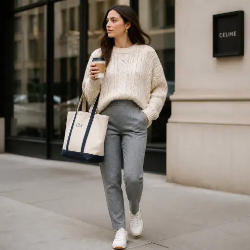8. The Oversized Cable-Knit Sweater + Tailored Sweatpants