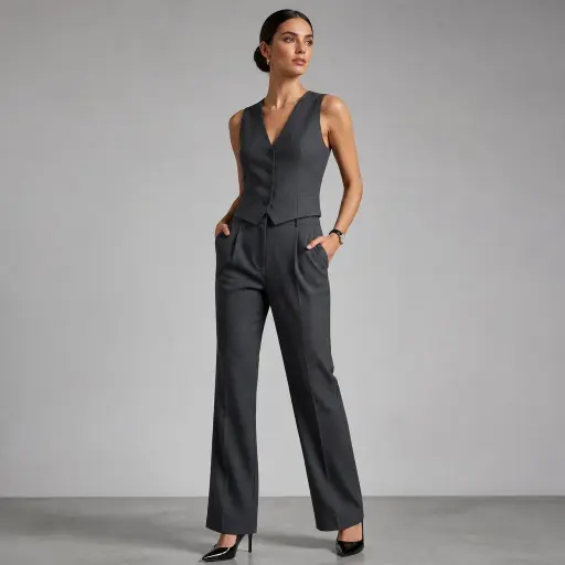 5. The Tailored Vest + Matching Straight-Leg Trousers