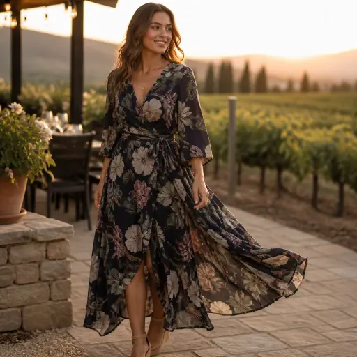 7. The Romantic Floral Wrap Maxi Dress