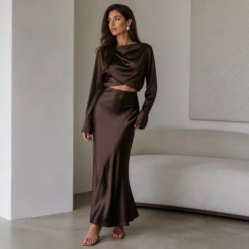 9. The Monochromatic Satin Co-ord Skirt Set