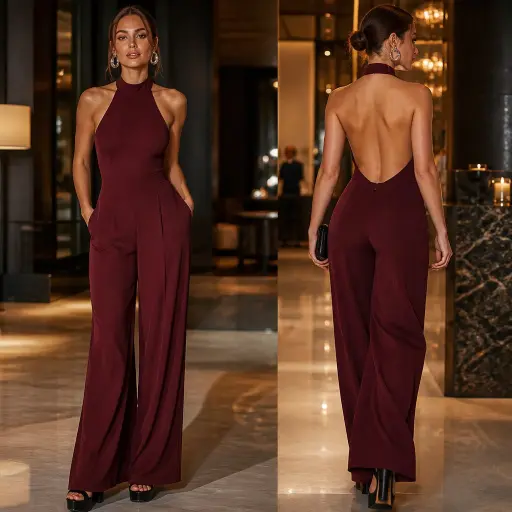 9. The Halter-Neck Jumpsuit + Low-Back Detail