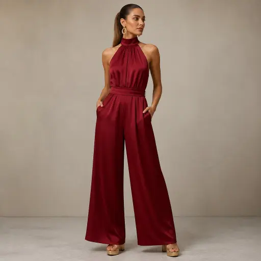 4. The Halter-Neck Fluid Silk Jumpsuit