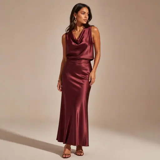 5. The Monochromatic Satin Co-ord Skirt Set