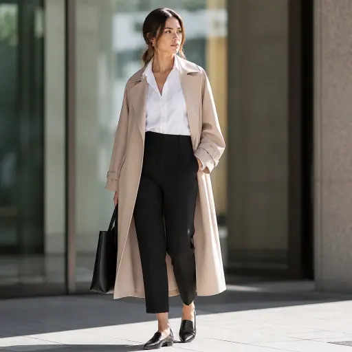 2. The Structured Bouclé Jacket + Tailored Wide-Leg Trouser