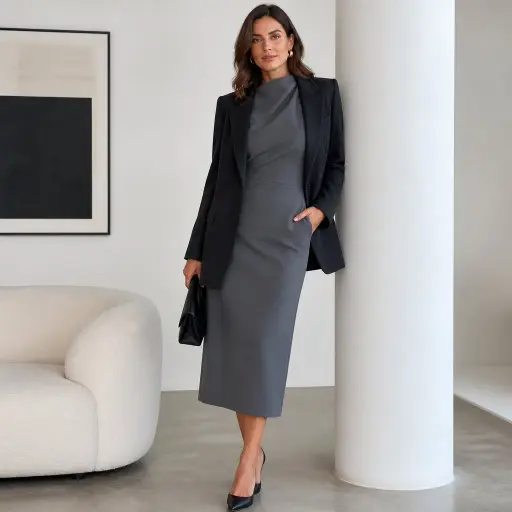 4. The Asymmetric Architectural Crepe Midi Dress