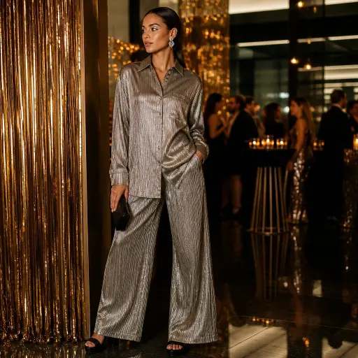 5. The New Year’s Eve Midnight Gala: The Pleated Plissé Coordinate Set