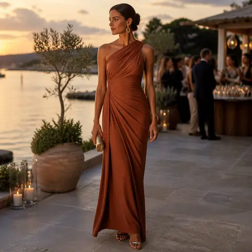 9. The Draped One-Shoulder Grecian Gown