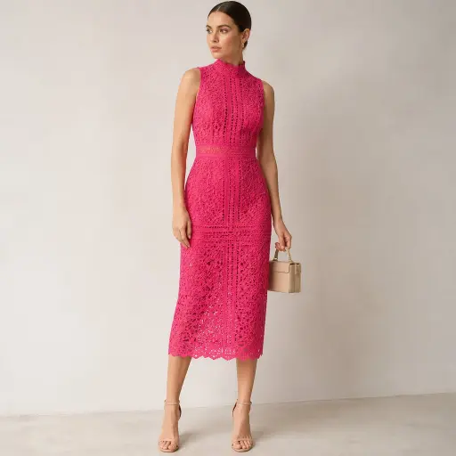 7. The Graphic Guipure Lace Sheath Midi