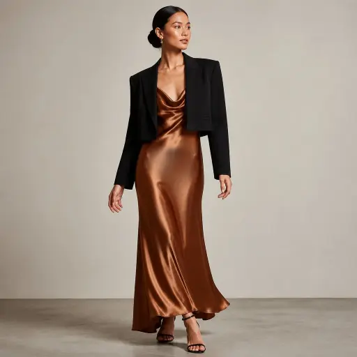 1. The Liquid Silk Maxi Slip Dress + Cropped Blazer