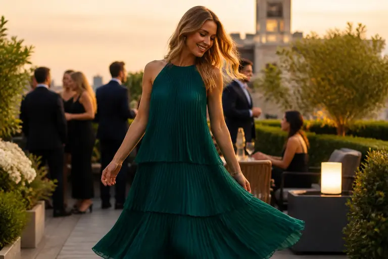 3. Play with Texture Using Pleated Chiffon Midis