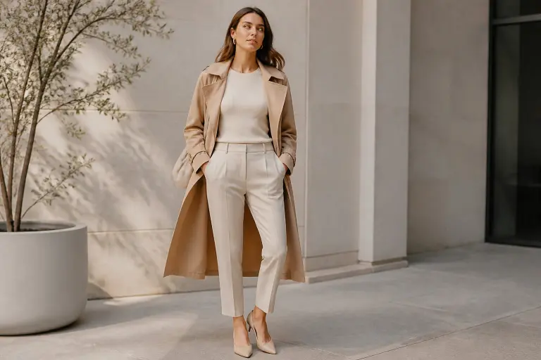 Minimalist Trench Coat Over Clean Separates